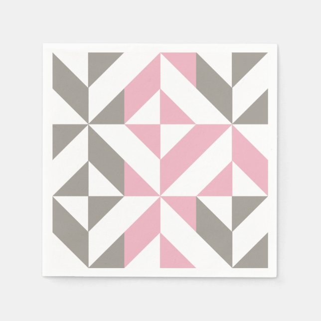 Rosa Himbeere und Silver Geometric ZigZag Serviette (Vorderseite)
