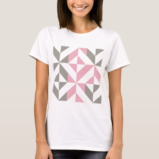 Rosa Himbeere und Silver Geometric ZigZag T-Shirt (Vorderseite)