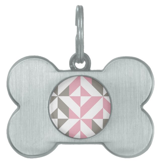Rosa Himbeere und Silver Geometric ZigZag Tiermarke (Vorderseite)