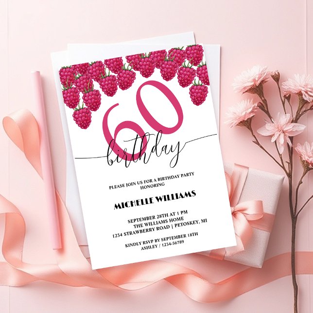 Rosa Himbeere Wasserfarbe Kunst Kalligrafie Geburt Einladung (Von Creator hochgeladen)