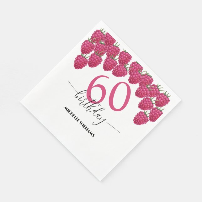 Rosa Himbeere Wasserfarbe Kunst Kalligrafie Geburt Serviette (Ecke)