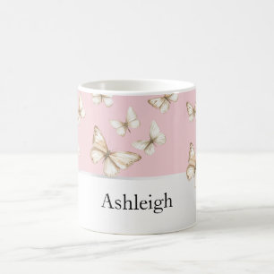 Rosa Himmel und Schmetterlinge Kaffeetasse