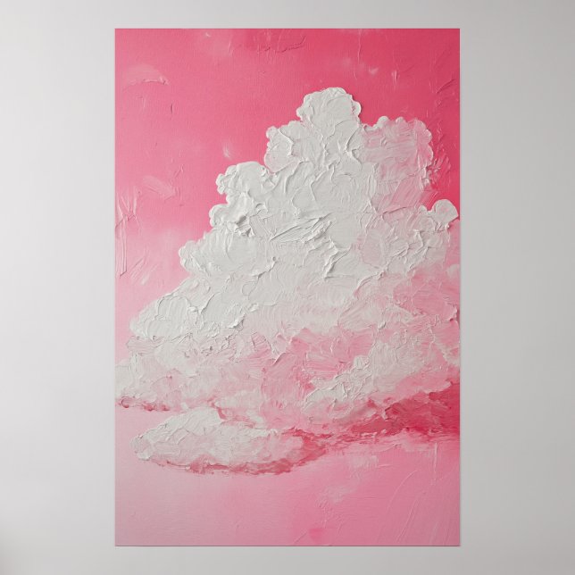 Rosa Himmel und weiße Wolken Poster (Vorne)