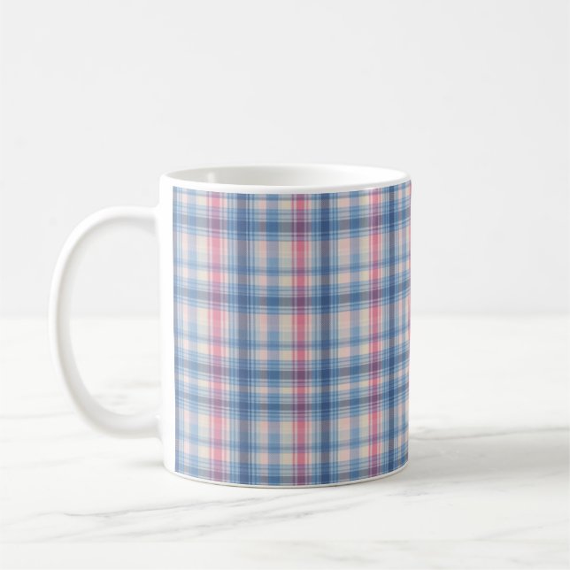 Rosa Himmelblau Karo Muster Tasse (Links)