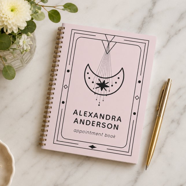 Rosa Himmelsstern Halbmond Terminplaner Planer (Pink Celestial Starry Crescent Moon Appointment Planner)