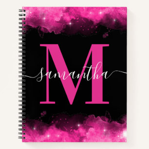 Rosa Himmelszeichen-Monogramm-Signatur Notizbuch