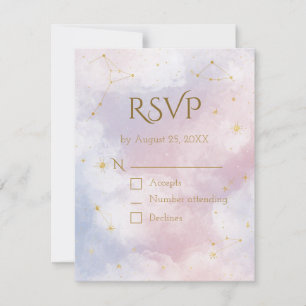 Rosa himmlische RSVP-Karte Aquarell-Sterne RSVP Karte