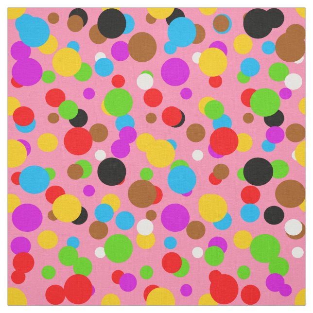 Rosa Hintergrund farbenfrohe Polka-Punkte-Design Stoff (Muster)