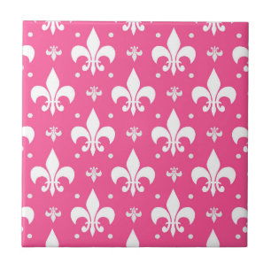 Rosa Hintergrund Fleur-de-lis-Muster Fliese
