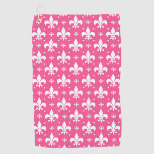Rosa Hintergrund Fleur-de-lis-Muster Golfhandtuch