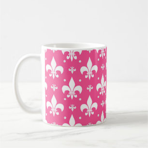 Rosa Hintergrund Fleur-de-lis-Muster Kaffeetasse