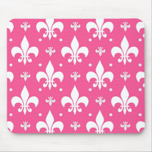 Rosa Hintergrund Fleur-de-lis-Muster Mousepad