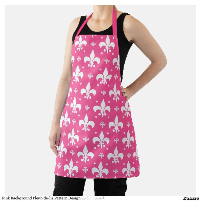 Rosa Hintergrund Fleur-de-lis-Muster Schürze (Von Creator hochgeladen)