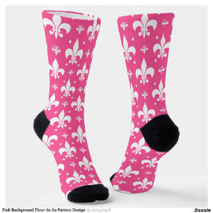 Rosa Hintergrund Fleur-de-lis-Muster Socken