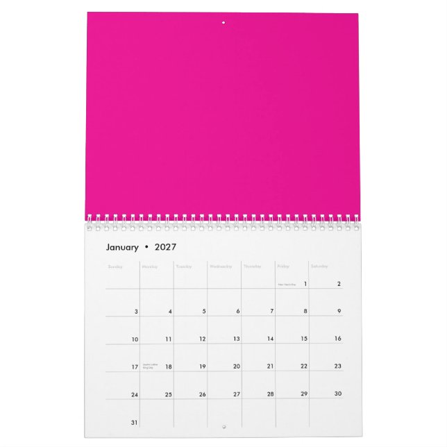 Rosa Hintergrund mit schwarzen Grenz-Design-Ideen Kalender (Jan 2027)