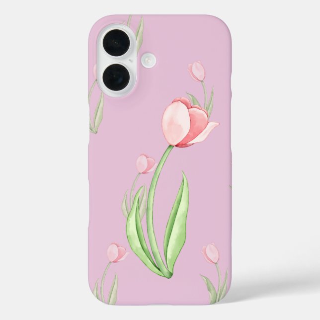 Rosa Hintergrund mit Tulips Phone Case (Rückseite)