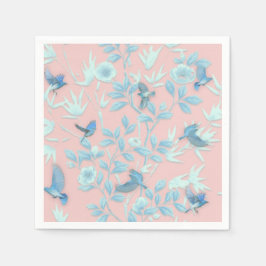 Rosa Hintergrund mit Vögeln und Blume Serviette