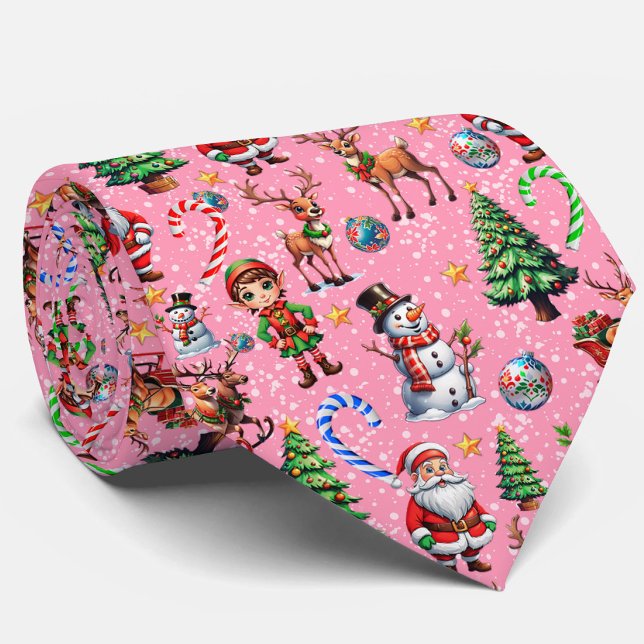 Rosa Hintergrund Weihnachtsdekorationsmuster Krawatte (Von Creator hochgeladen)
