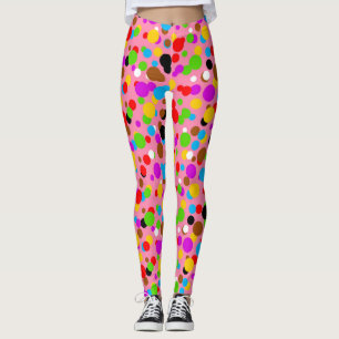 Rosa Hintergrundfarbe farbige Polka Punkte Leggings