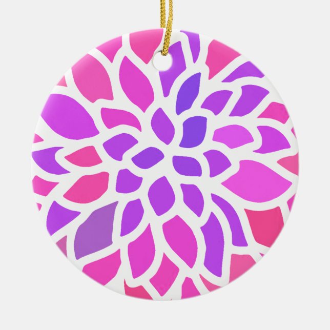 Rosa Hippie Blume Retro Moderne Keramik Ornament (Vorne)