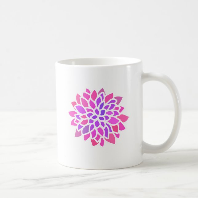 Rosa Hippie Blume Retro Moderne Tasse (Rechts)