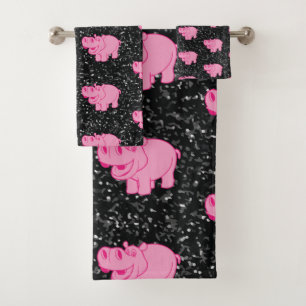 Rosa Hippos Niedlicher Hippopotamus Badhandtuch Set