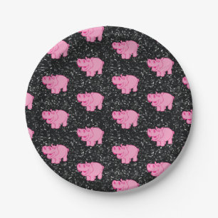 Rosa Hippos Niedlicher Hippopotamus Pappteller