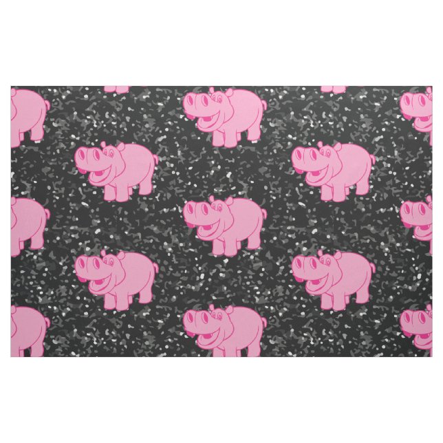 Rosa Hippos Niedlicher Hippopotamus Stoff (Fat Quarter (45,7 x 55,9 cm))