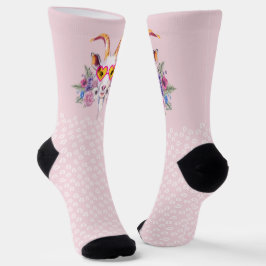 Rosa Hipster Goat HoofPrints Socks Socken