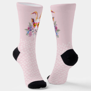Rosa Hipster Goat HoofPrints Socks Socken