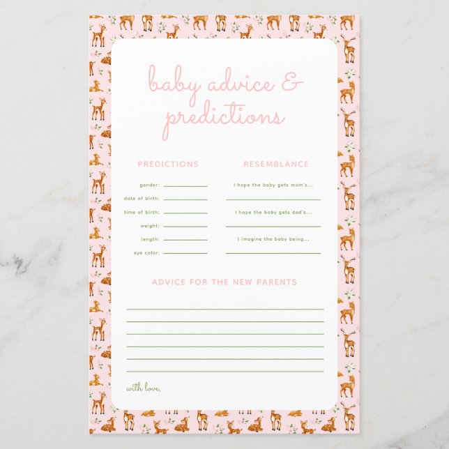 Rosa Hirschfamilie Traditionen & Vorhersagespiel (Vorderseite)