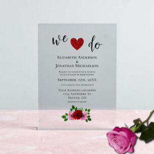 Rosa-Hochzeit Acryleinladungen