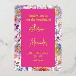 Rosa Hochzeit Blumen Lily Einladung Klassiker Gold