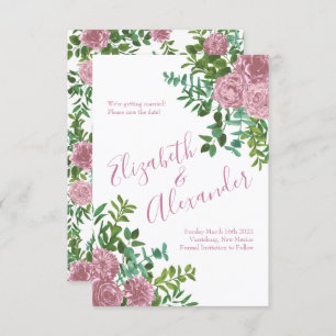 Rosa Hochzeit Blumenpastel Einladung