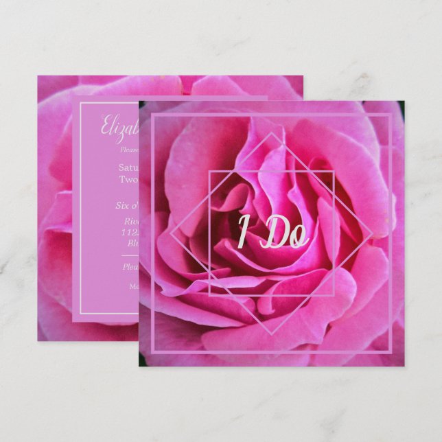 Rosa Hochzeit Einladung (Vorne/Hinten)