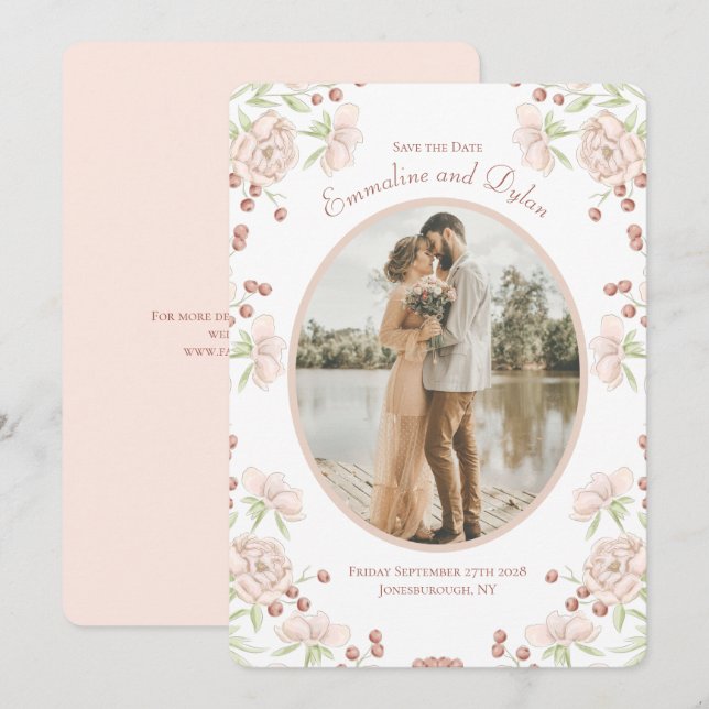 Rosa Hochzeit Einladung zum Merken (Vorne/Hinten)