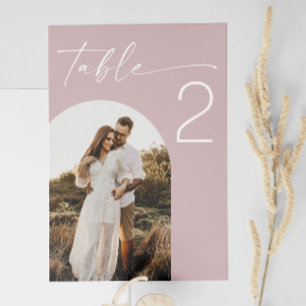 Rosa Hochzeit Eleganter Soft-Rose-Bogen-Foto Tischnummer