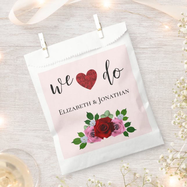 Rosa-Hochzeit Geschenktütchen (Ausgeschnitten)