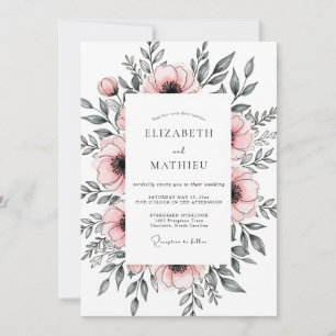 Rosa Hochzeit im Frühling voller Anmut Einladung