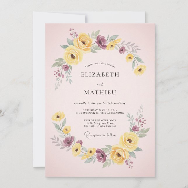 Rosa Hochzeit im lebendigen Frühling Einladung (Vorderseite)