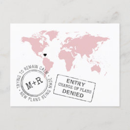 Rosa Hochzeit in Urlaubsort Ändern Sie das Datum F Ankündigungspostkarte