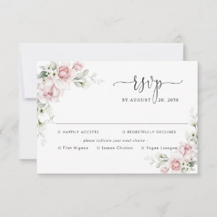 Rosa Hochzeit mit Menüwahl RSVP Karte