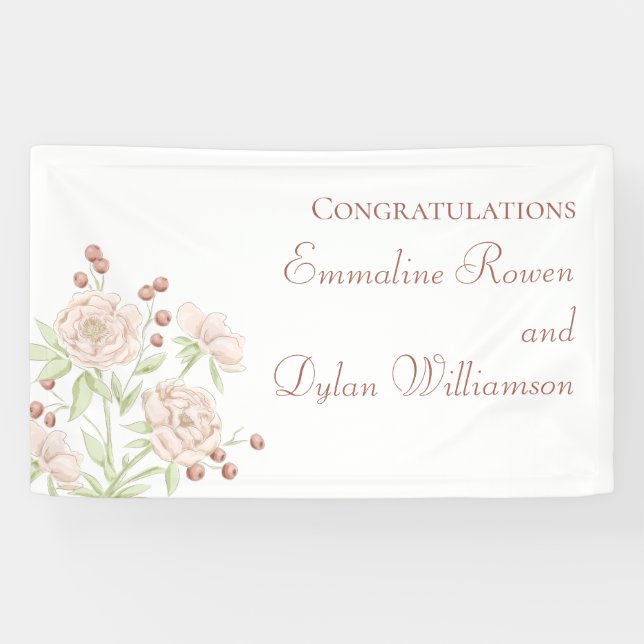 Rosa Hochzeit Modern Rosa errötend Banner (Horizontal)