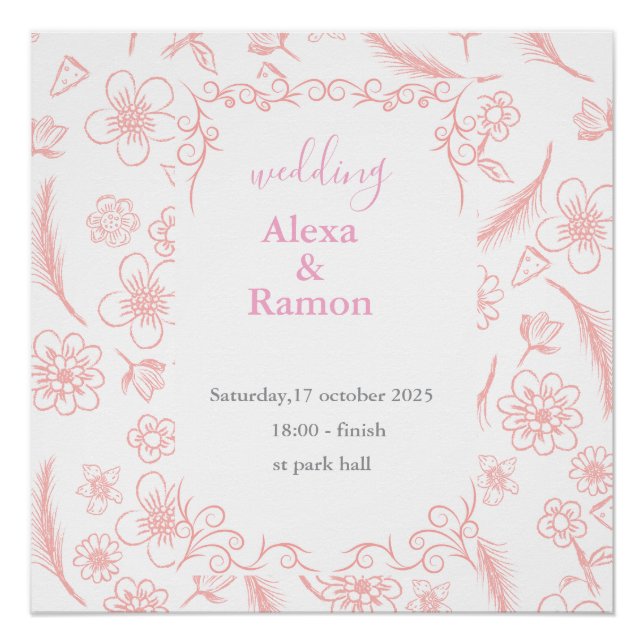 rosa Hochzeit Poster (Vorderseite)