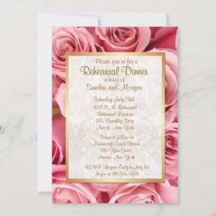Rosa Hochzeit Probe Dinner Einladung