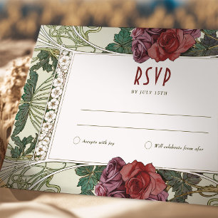 Rosa Hochzeit RSVP Einlage Vintage Art Nouveau Muc Einladung