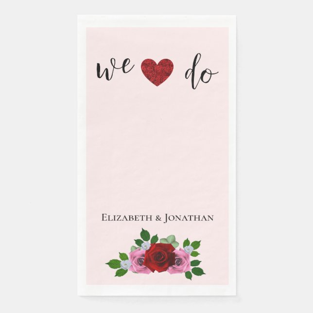 Rosa-Hochzeit Serviette (Vorderseite)