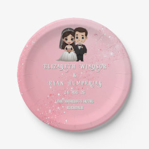 Rosa Hochzeits-Einladungen mit Diamantenglanz Pappteller
