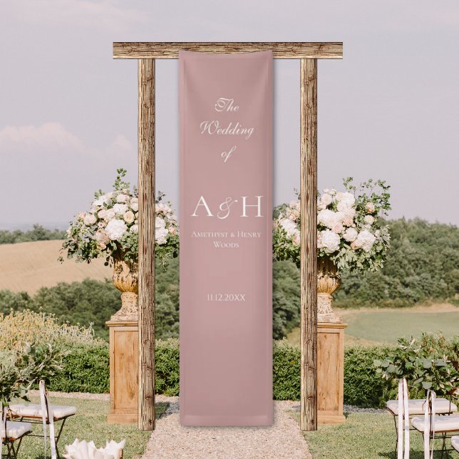 Rosa Hochzeits-Willkommensbanner Banner (Elegant Pink Fabric Wedding Welcome Sign Banners)