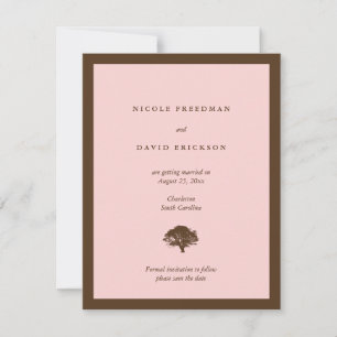 Rosa Hochzeitsankündigung Eiche Save-the-Date Einladung